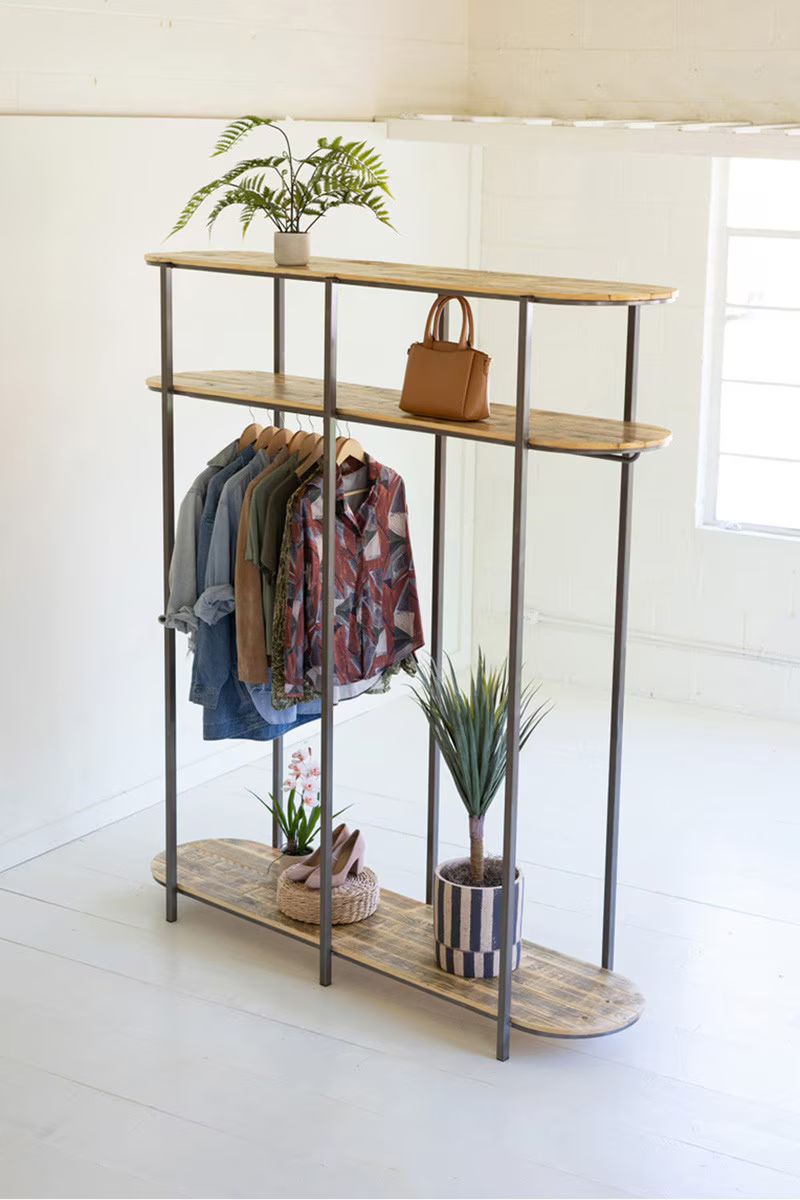 Tall Iron And Recycled Wood Garment Display By Kalalou | Display Cases | Modishstore - 6
