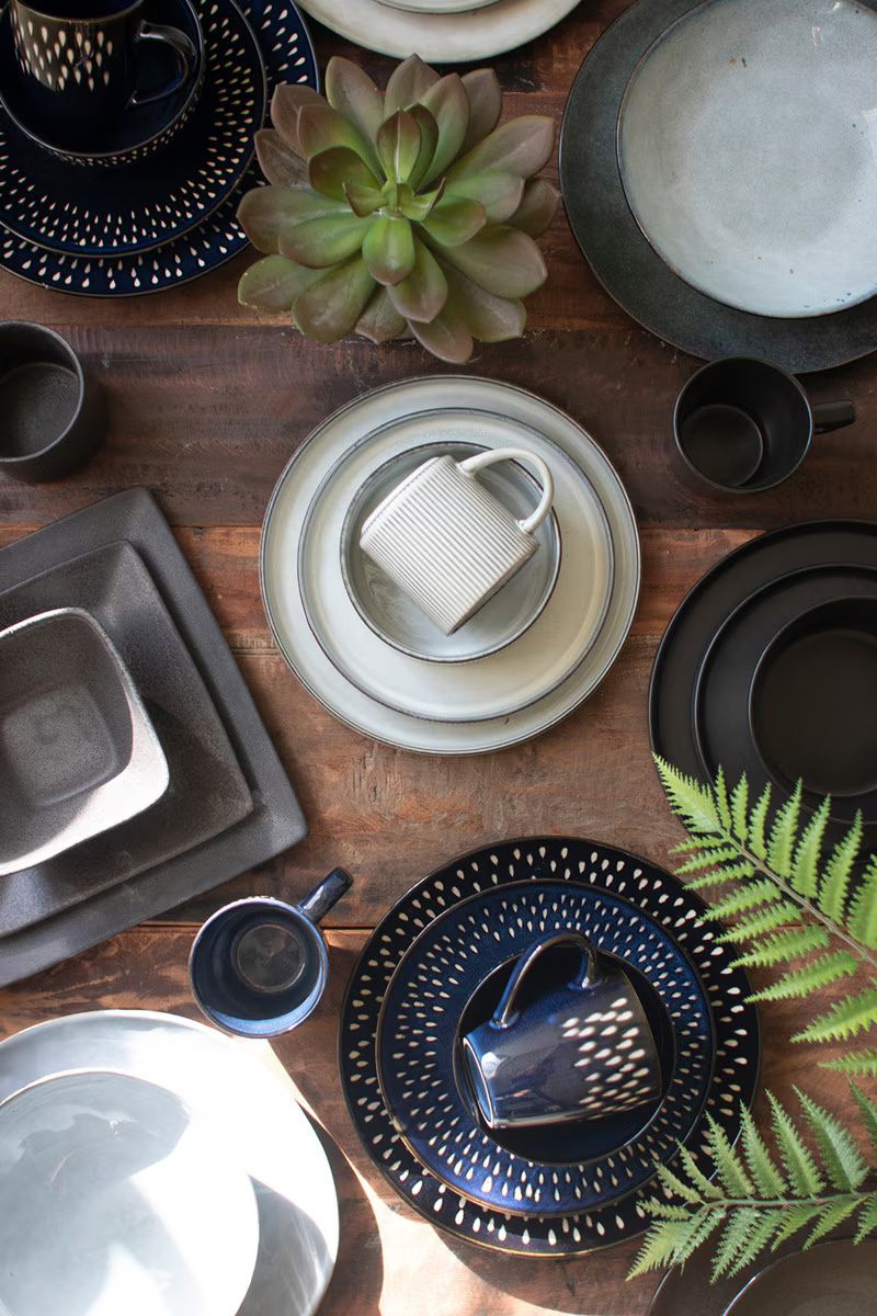 Set 3 Square Graphite Ceramic Dinner Plate, Salad Plate, Bowl By Kalalou | Dinnerware | Modishstore - 4