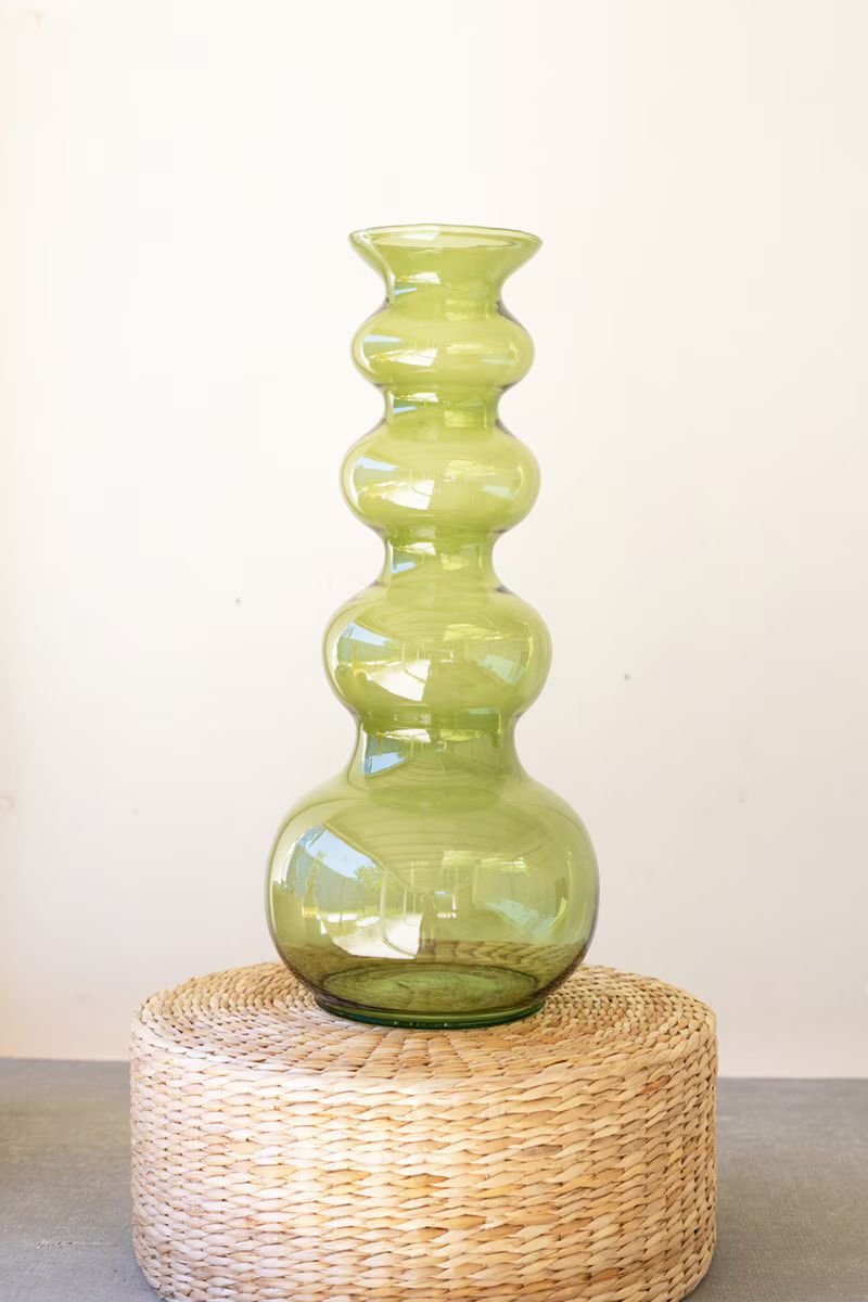 Large Glass Bubble Vase - Green By Kalalou | Vases | Modishstore - 4