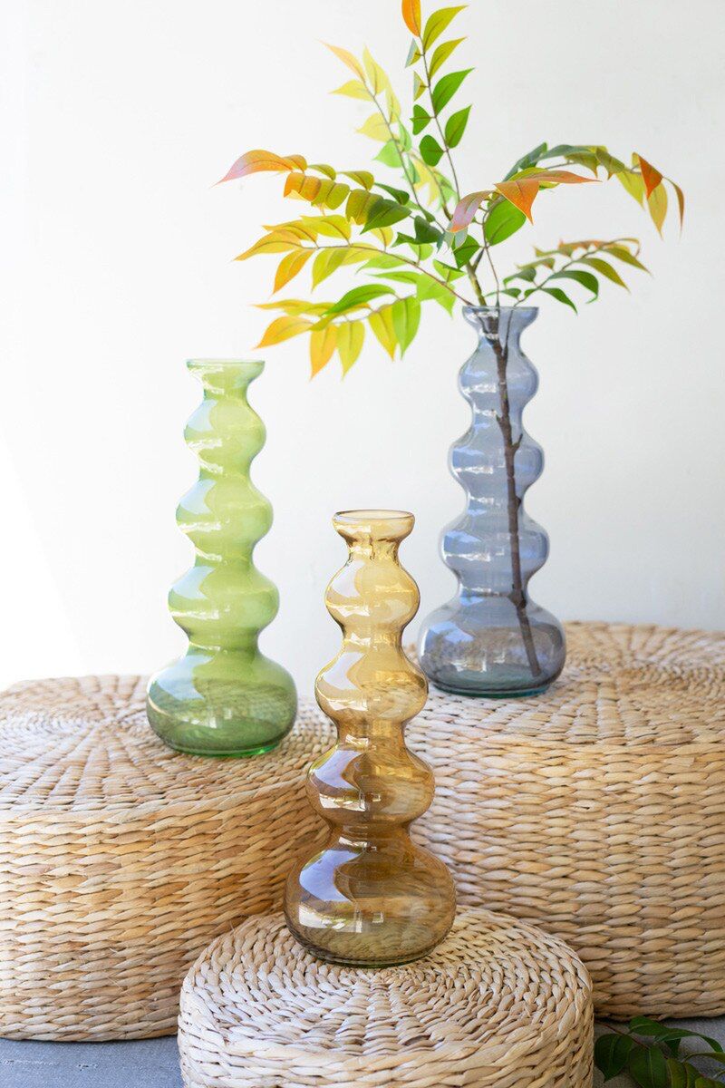 Small Glass Bubble Vase - Amber By Kalalou | Vases | Modishstore - 7