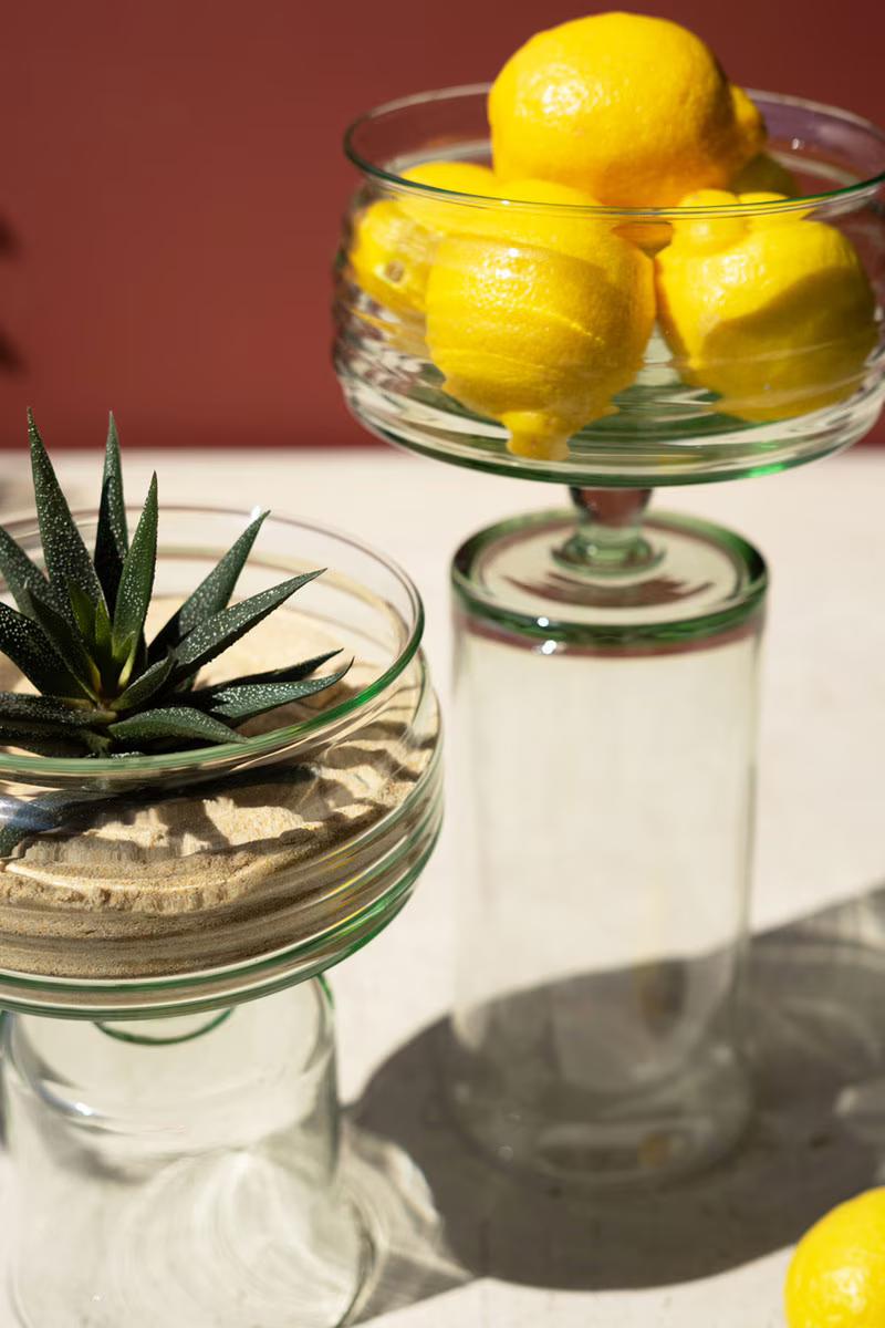 Set Of Two Glass Compotes With Bases By Kalalou | Outdoor Planters, Troughs & Cachepots | Modishstore - 5