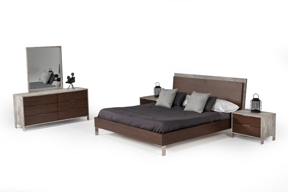 Nova Domus Conner Modern Dark Walnut & Faux Concrete Bedroom Set-3