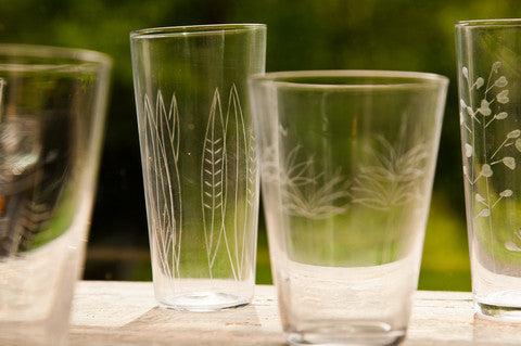 Roost Etched Botanical Glassware