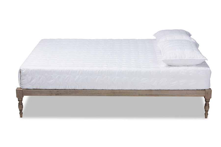 baxton studio iseline modern and contemporary antique grey finished wood king size platform bed frame | Modish Furniture Store-3