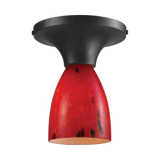 Celina 1-Light Semi Flush in Dark Rust with Fire Red Glass ELK Lighting | Ceiling Lamps | Modishstore