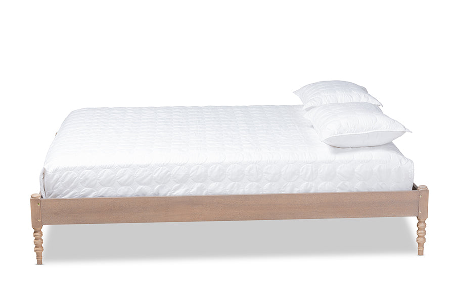 baxton studio cielle french bohemian antique oak finished wood full size platform bed frame | Modish Furniture Store-3