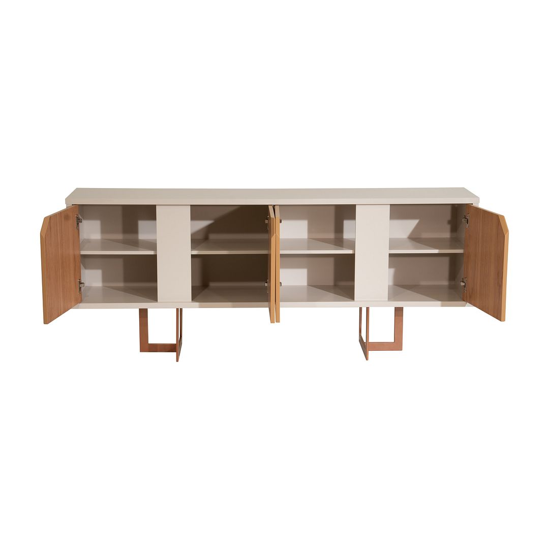 Manhattan Comfort Knickerbocker 71.25 Modern Sideboard with 6 Shelves and Steel Base in Cinnamon and Off White | Sideboards | Modishstore-2
