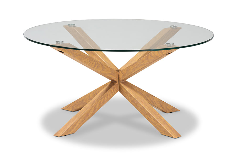 baxton studio lida modern and contemporary glass and wood finished coffee table | Modish Furniture Store-3