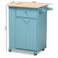 Baxton Studio Liona Modern and Contemporary Sky Blue Finished Wood Kitchen Storage Cart | Bar Carts | Modishstore - 12
