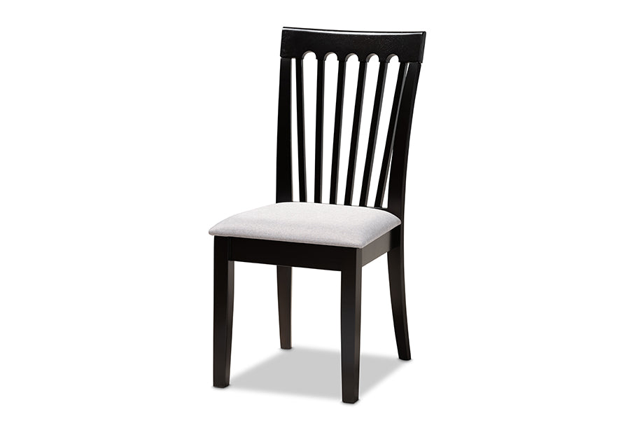 baxton studio minette modern and contemporary gray fabric upholstered and espresso brown finished wood 7 piece dining set | Modish Furniture Store-3