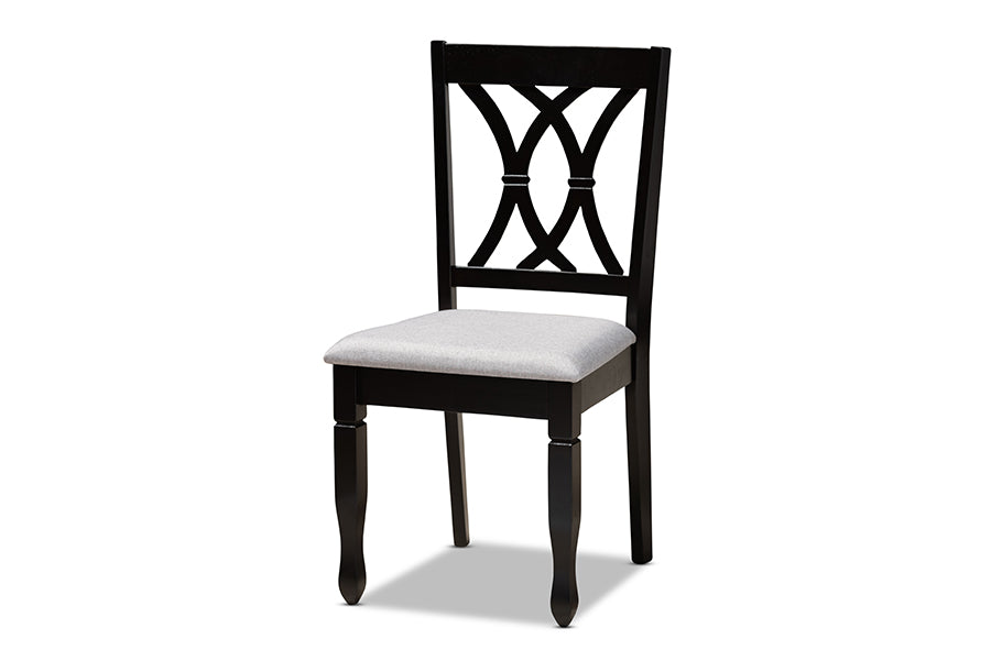 baxton studio reneau modern and contemporary grey fabric upholstered espresso brown finished wood 7 piece dining set | Modish Furniture Store-3