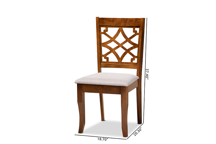Baxton Studio Mael Modern and Contemporary Grey Fabric Upholstered and Walnut Brown Finished Wood 2-Piece Dining Chair Set | Dining Chairs | Modishstore - 6