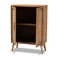 baxton studio alina mid century modern medium oak finished wood and rattan 2 door accent storage cabinet | Modish Furniture Store-3