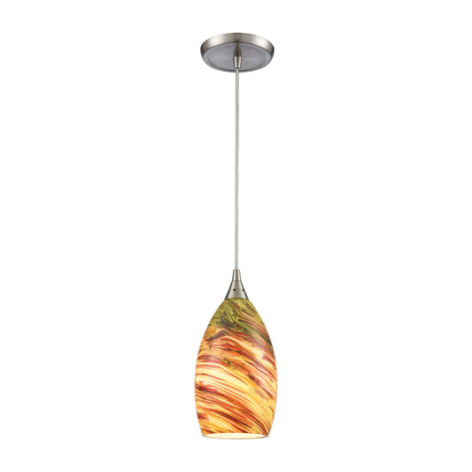 Collanino 1-Light Mini Pendant in Satin Nickel with Lava Swirl Blown Glass ELK Lighting | Pendant Lamps | Modishstore