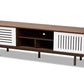 baxton studio meike mid century modern two tone walnut brown and white finished wood tv stand | Modish Furniture Store-2