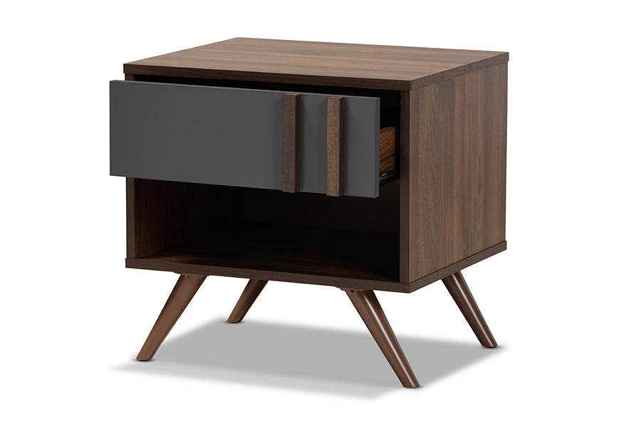 baxton studio naoki modern and contemporary two tone grey and walnut finished wood 1 drawer nightstand | Modish Furniture Store-3