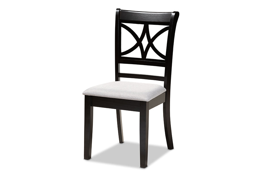 baxton studio clarke modern and contemporary grey fabric upholstered and espresso brown finished wood 5 piece dining set | Modish Furniture Store-3