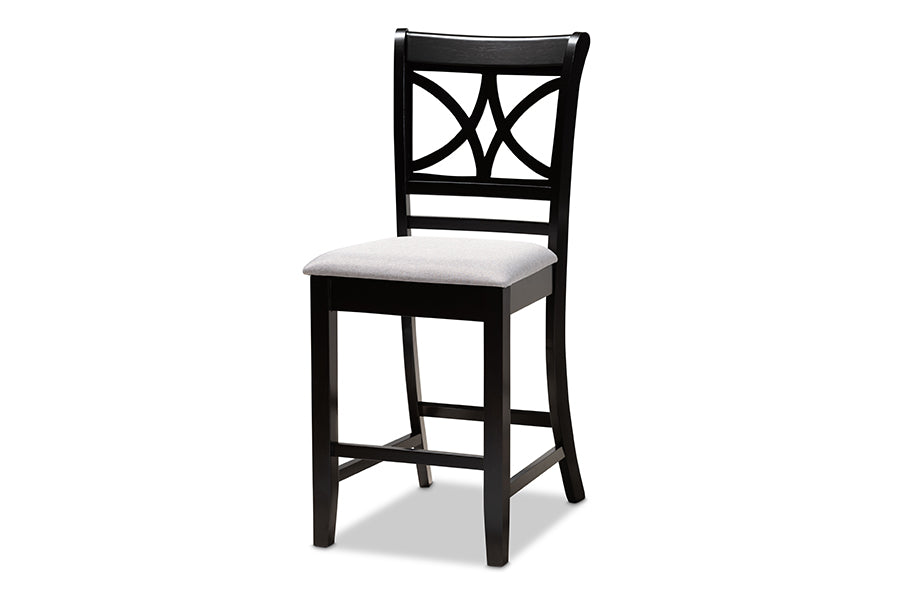 baxton studio chandler modern and contemporary grey fabric upholstered and espresso brown finished wood 5 piece counter height pub dining set | Modish Furniture Store-3