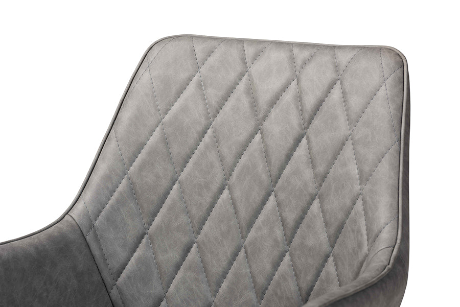 Baxton Studio Astrid Mid-Century Contemporary Grey Faux Leather Upholstered and Black Metal 4-Piece Dining Chair Set | Dining Chairs | Modishstore - 6