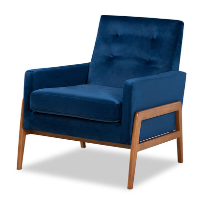 Baxton Studio Perris Mid-Century Modern Grey Velvet Wood Lounge Chair | Lounge Chairs | Modishstore - 9