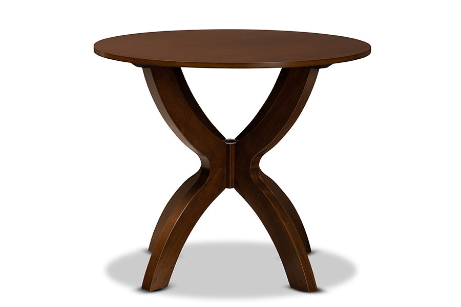 baxton studio tilde modern and contemporary walnut brown finished 35 inch wide round wood dining table | Modish Furniture Store-3