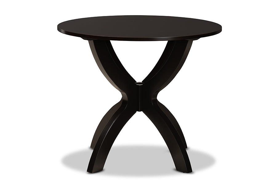 baxton studio tilde modern and contemporary dark brown finished 35 inch wide round wood dining table | Modish Furniture Store-3