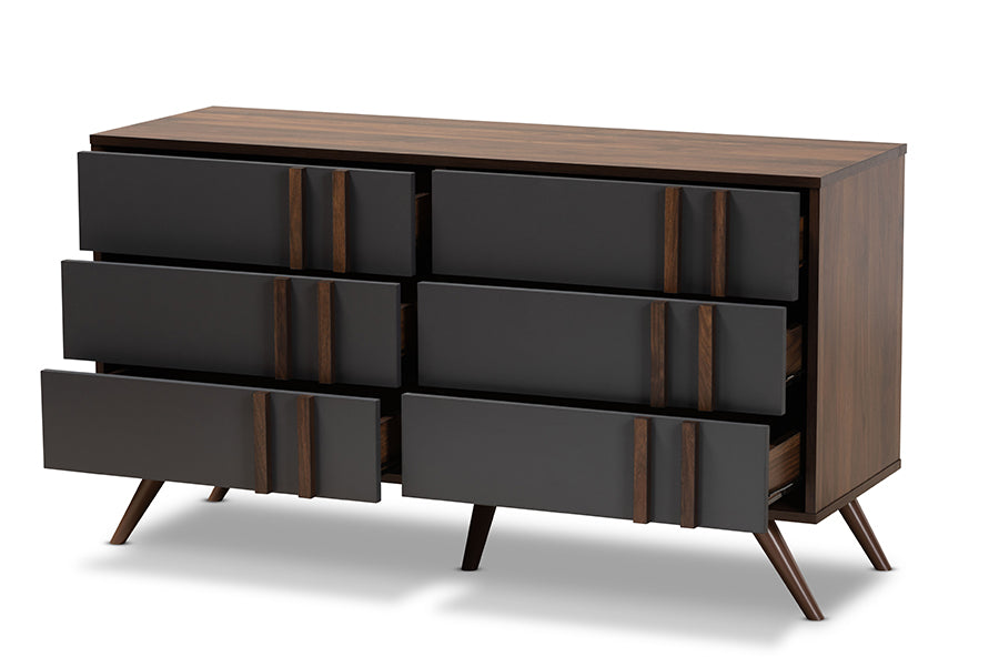 baxton studio naoki modern and contemporary two tone grey and walnut finished wood 6 drawer bedroom dresser | Modish Furniture Store-3