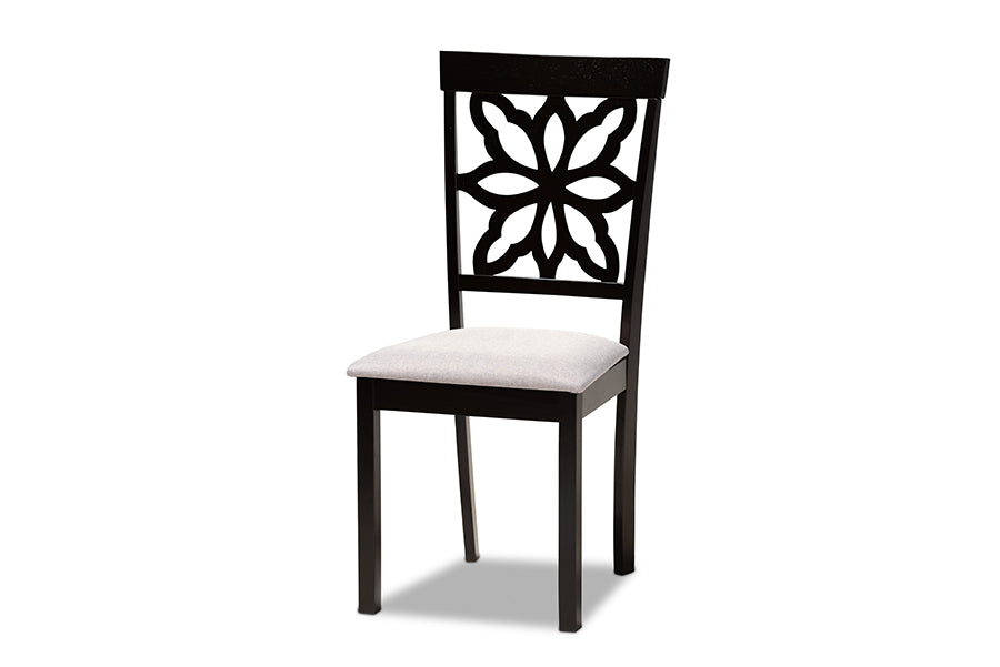 baxton studio dallas modern and contemporary grey fabric upholstered and dark brown finished wood 7 piece dining set | Modish Furniture Store-3