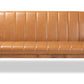 baxton studio nikko mid century modern tan faux leather upholstered and walnut brown finished wood sofa | Modish Furniture Store-3