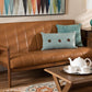 Baxton Studio Nikko Mid-century Modern Tan Faux Leather Upholstered and Walnut Brown finished Wood Sofa | Modishstore | Sofas