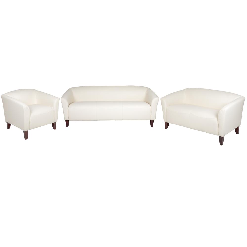 Hercules Imperial Series Reception Set In Ivory Leathersoft By Flash Furniture | Sofa Set | Modishstore - 2
