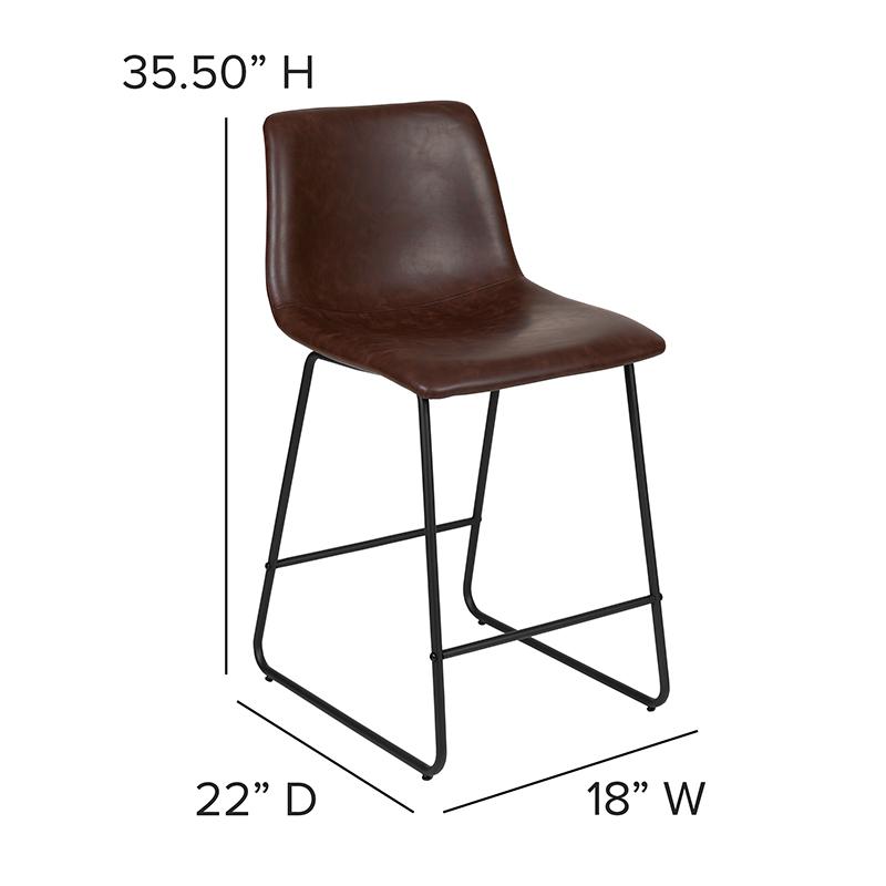 24 Inch Leathersoft Counter Height Barstools In Dark Brown, Set Of 2 By Flash Furniture | Bar Stools | Modishstore - 4