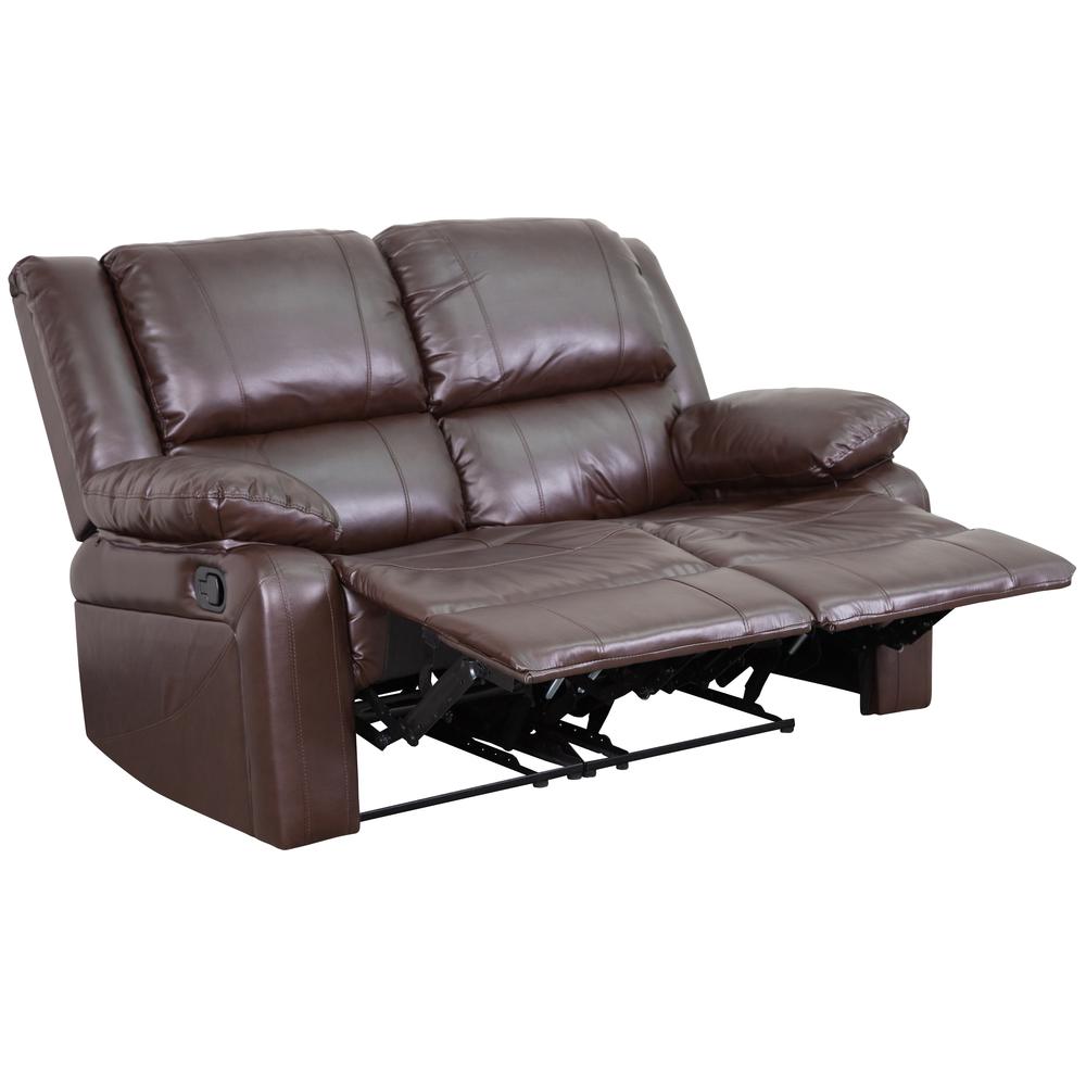 Harmony Series Brown Leathersoft Loveseat With Two Built-In Recliners By Flash Furniture | Loveseats | Modishstore - 2