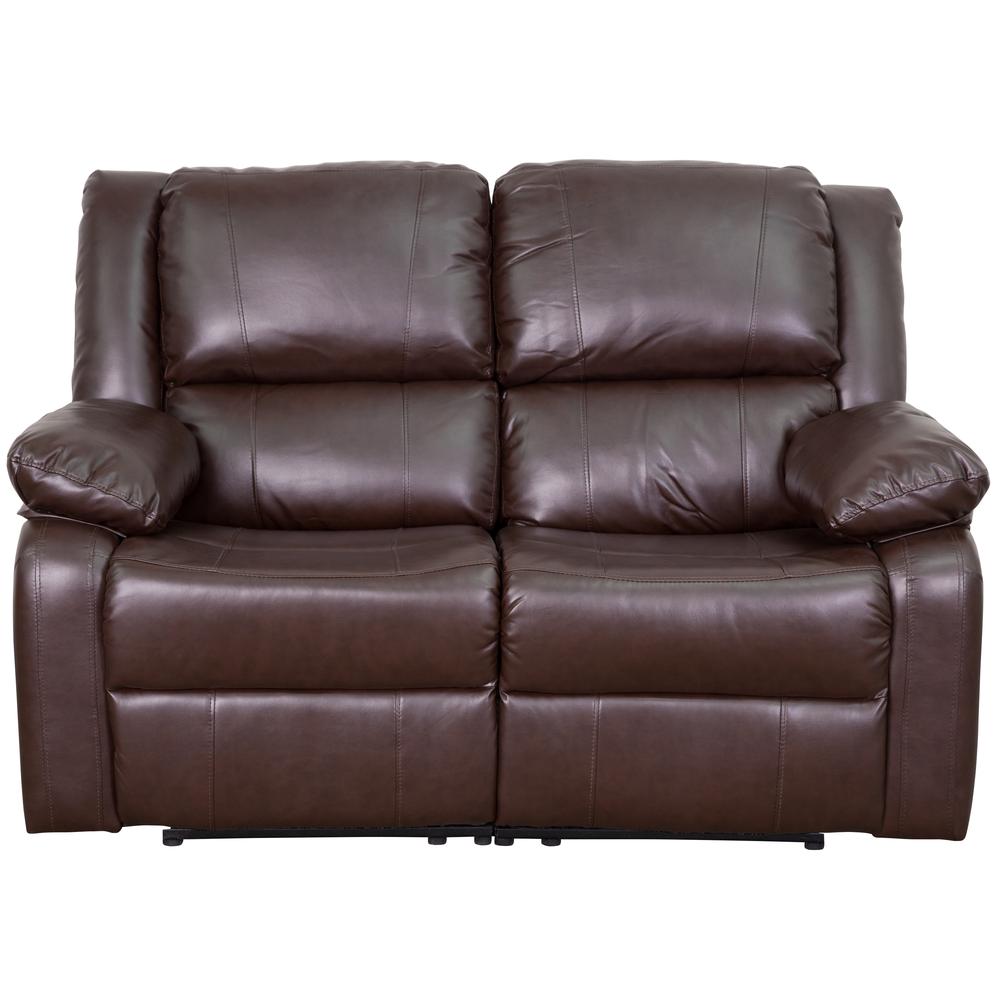 Harmony Series Brown Leathersoft Loveseat With Two Built-In Recliners By Flash Furniture | Loveseats | Modishstore - 4