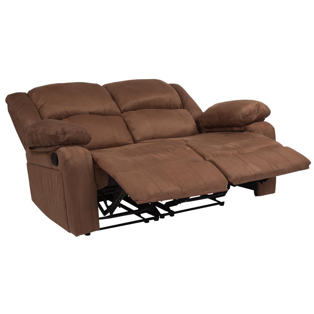 Harmony Series Chocolate Brown Microfiber Loveseat With Two Built-In Recliners By Flash Furniture | Loveseats | Modishstore - 2