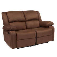 Harmony Series Chocolate Brown Microfiber Loveseat With Two Built-In Recliners By Flash Furniture