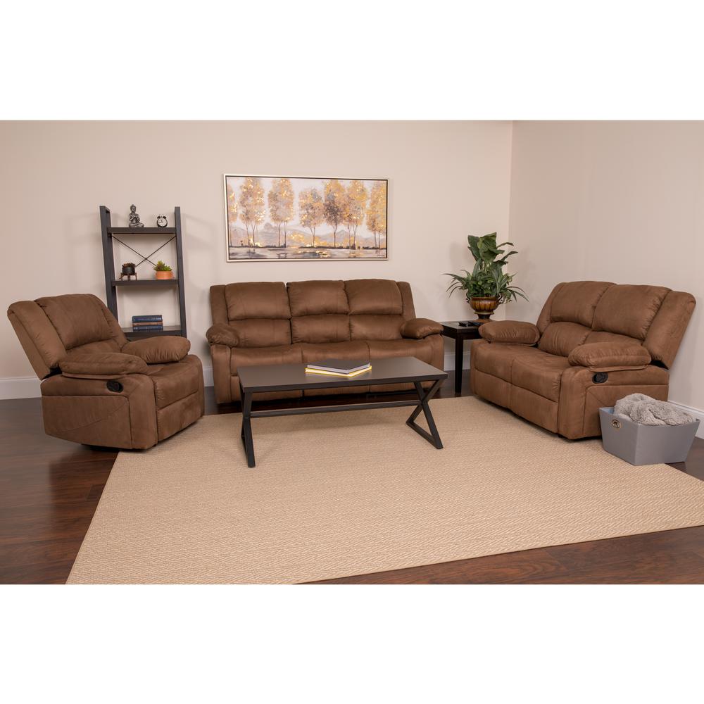 Harmony Series Chocolate Brown Microfiber Reclining Sofa Set By Flash Furniture | Sofa Set | Modishstore - 2