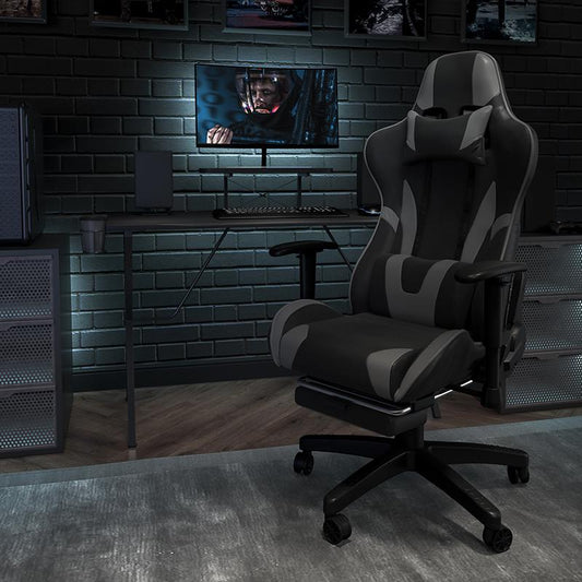 X20 Gaming Chair Racing Office Ergonomic Computer Pc Adjustable Swivel Chair With Reclining Back In Gray Leathersoft By Flash Furniture | Office Chairs | Modishstore