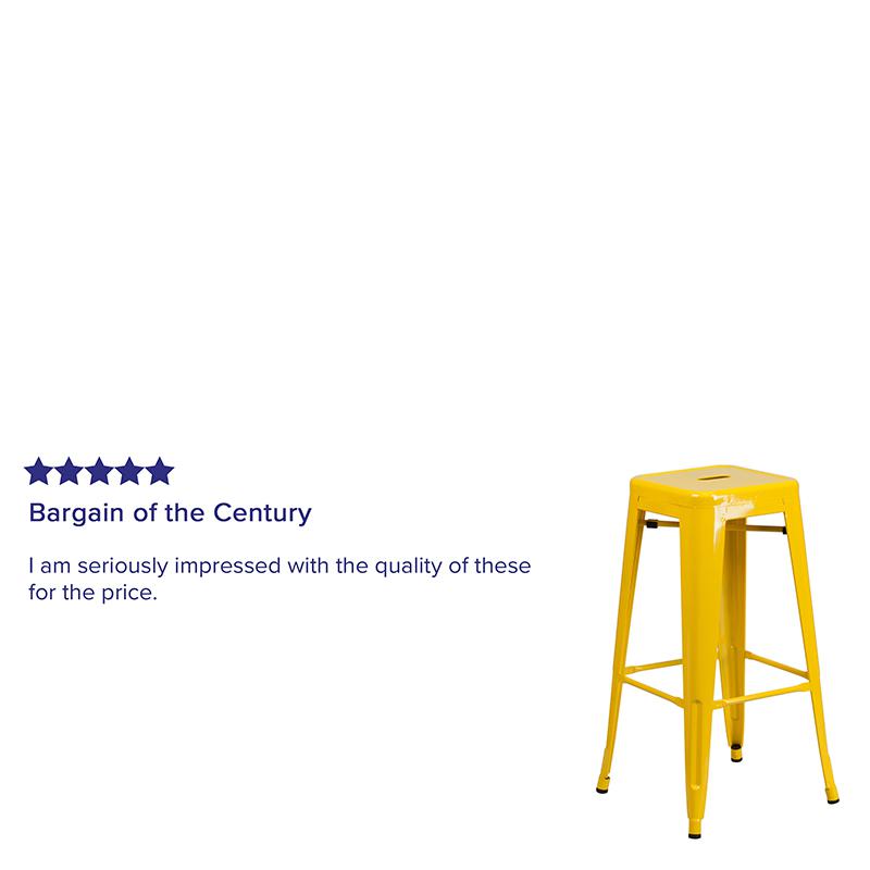 Commercial Grade 30" High Backless Yellow Metal Indoor-Outdoor Barstool With Square Seat By Flash Furniture | Bar Stools | Modishstore - 4