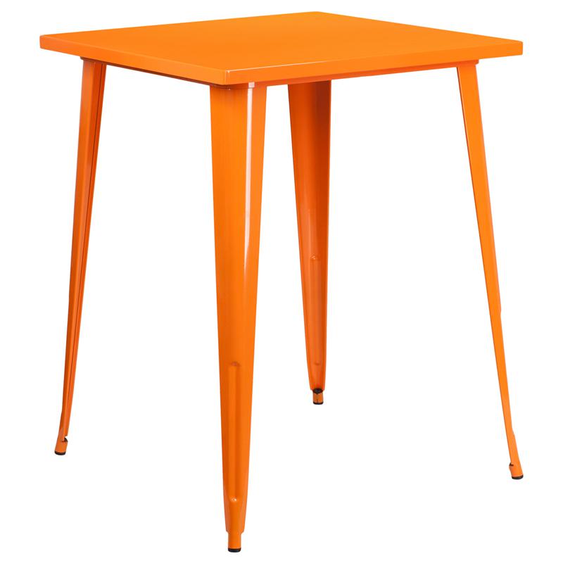 Commercial Grade 31.5" Square Orange Metal Indoor-Outdoor Bar Height Table By Flash Furniture | Outdoor Tables | Modishstore - 2