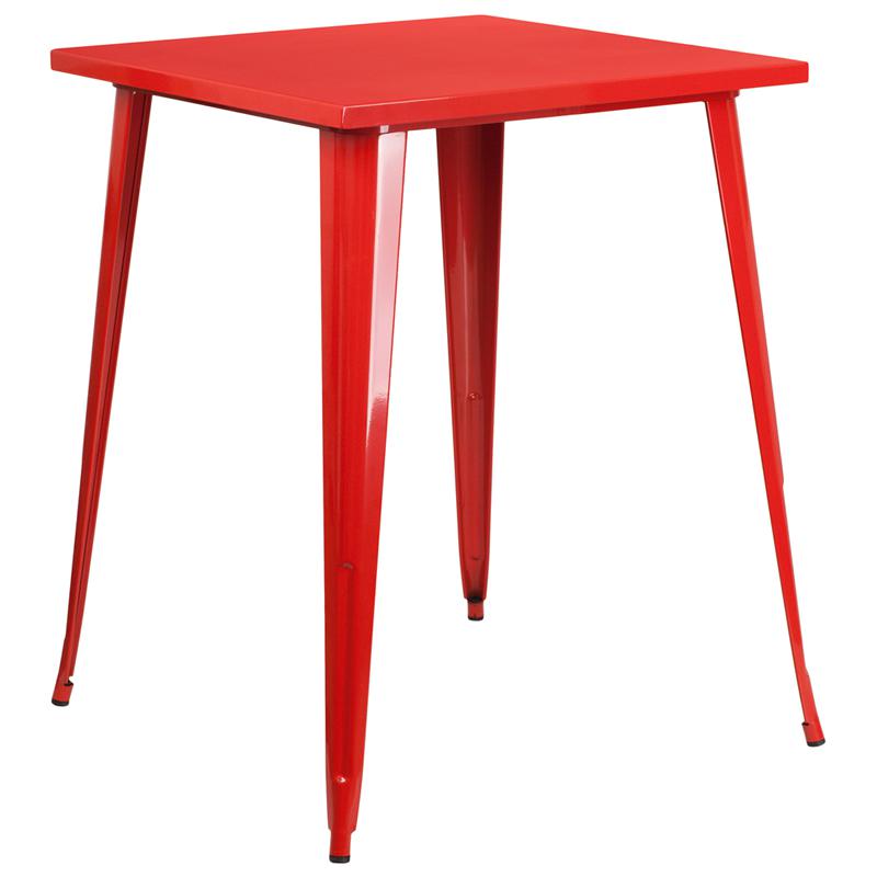 Commercial Grade 31.5" Square Red Metal Indoor-Outdoor Bar Height Table By Flash Furniture | Outdoor Tables | Modishstore - 2