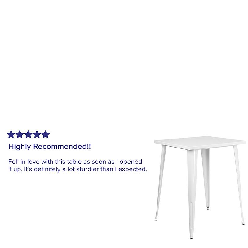 Commercial Grade 31.5" Square White Metal Indoor-Outdoor Bar Height Table By Flash Furniture | Outdoor Tables | Modishstore - 4