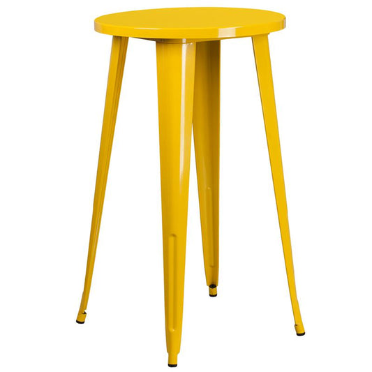 24'' Round Yellow Metal Indoor-Outdoor Bar Height Table By Flash Furniture | Outdoor Tables | Modishstore