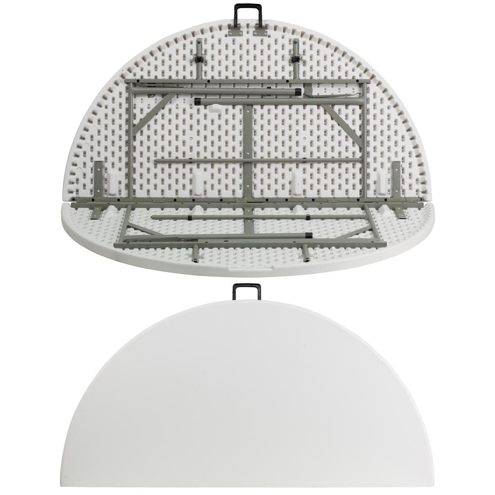 5-Foot Round Bi-Fold White Plastic Folding Table With Carrying Handle By Flash Furniture | Outdoor Tables | Modishstore - 4