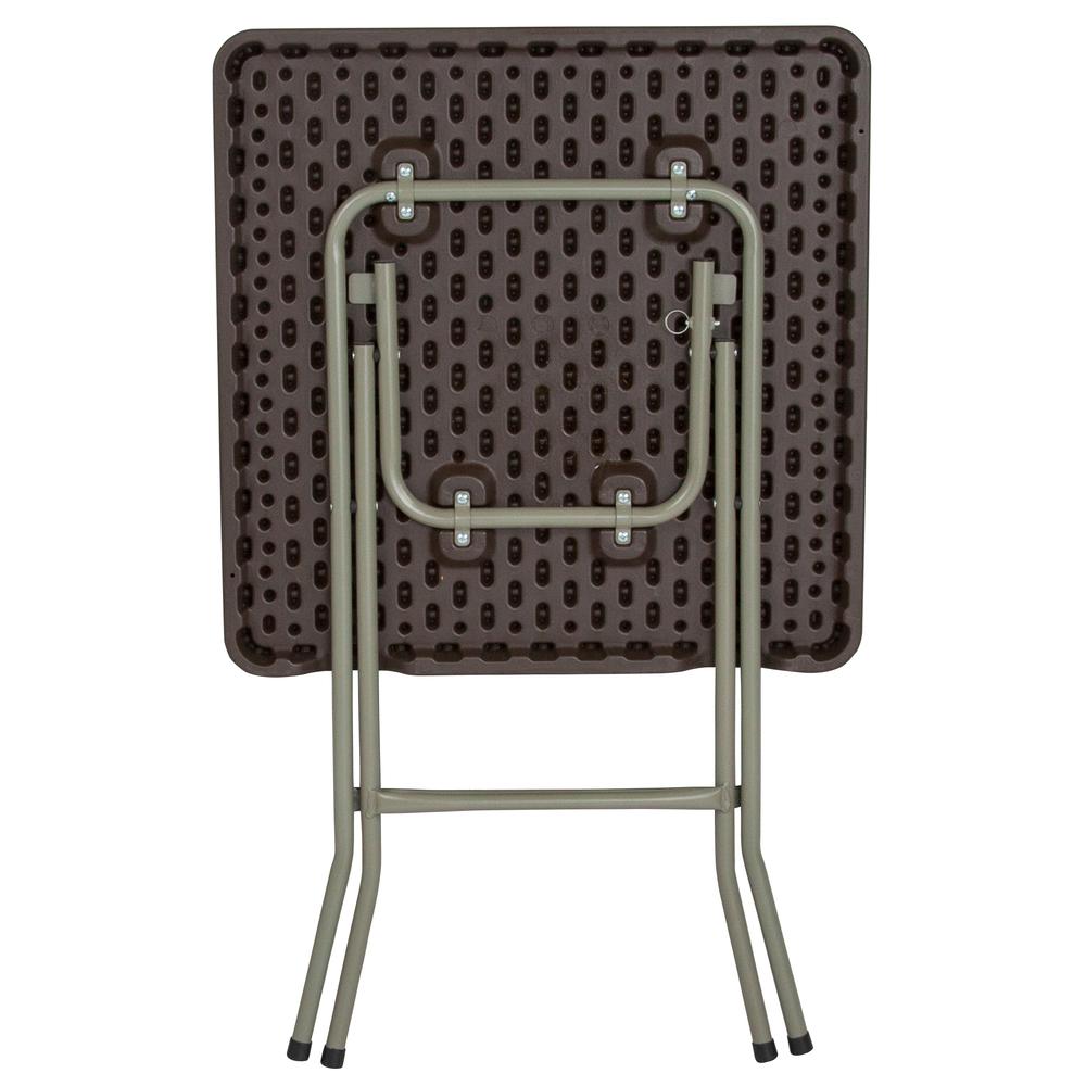 1.95-Foot Square Brown Rattan Plastic Folding Table By Flash Furniture | Side Tables | Modishstore - 2
