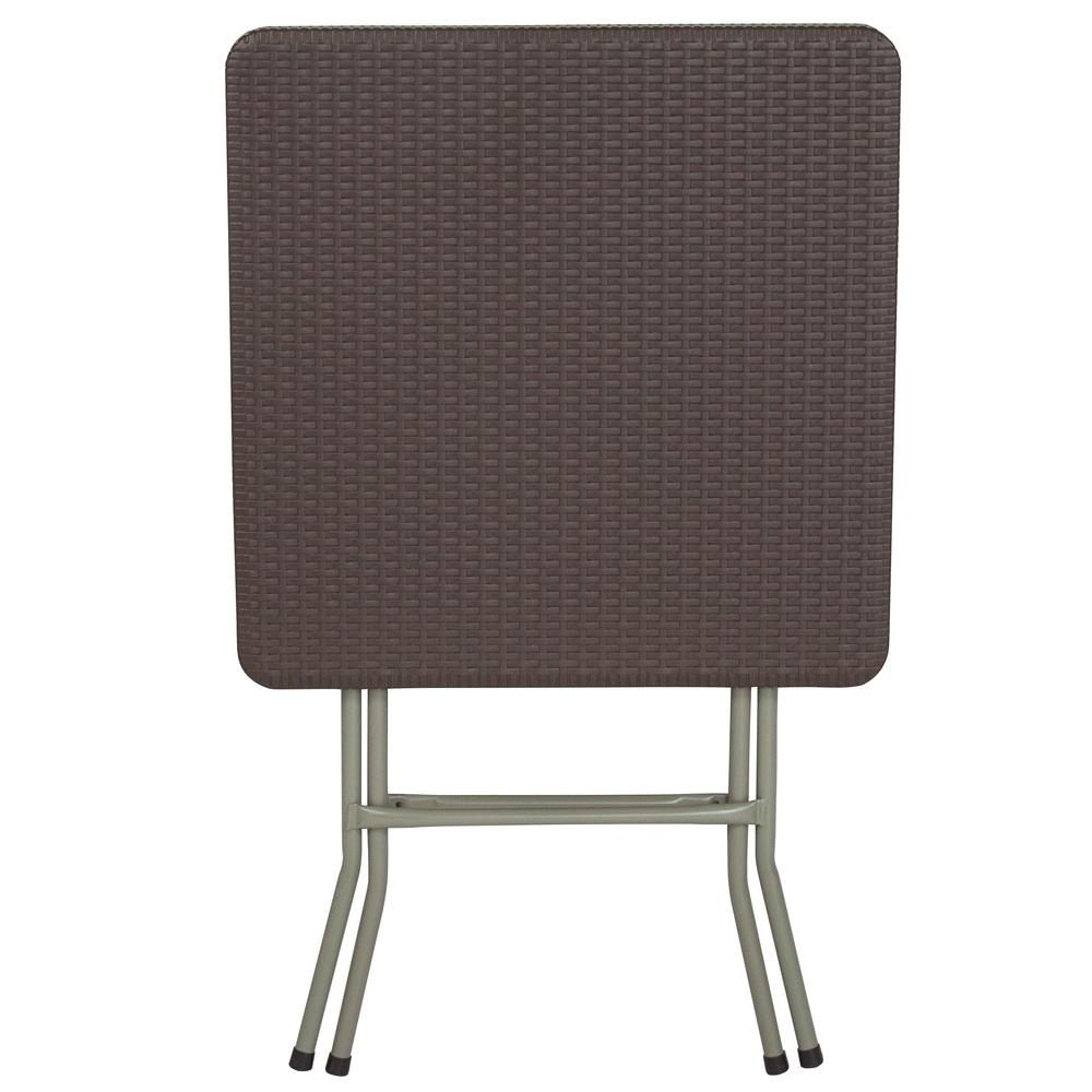 1.95-Foot Square Brown Rattan Plastic Folding Table By Flash Furniture | Side Tables | Modishstore - 3
