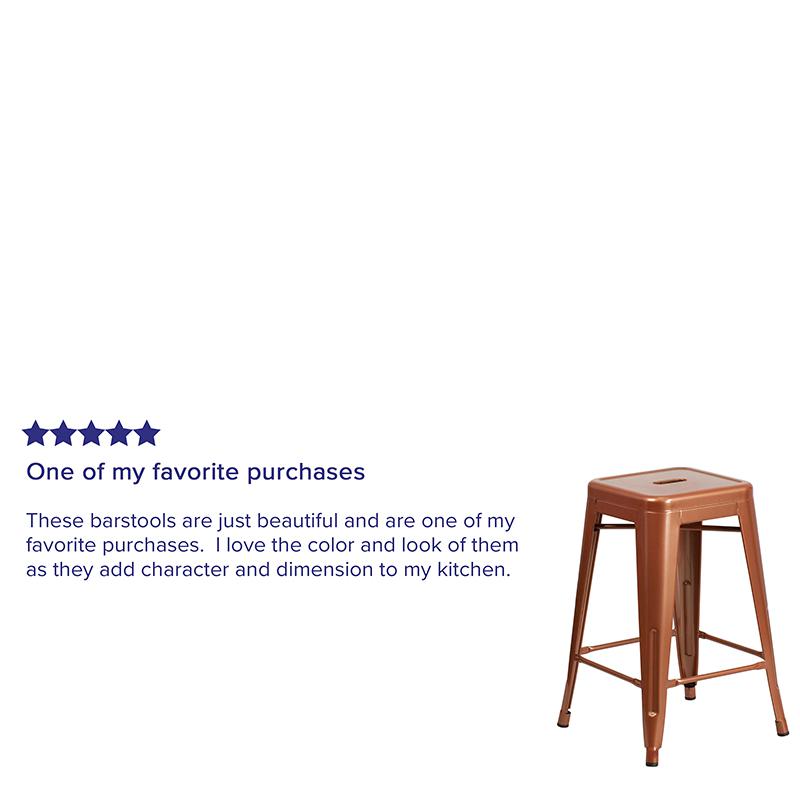Commercial Grade 24" High Backless Copper Indoor-Outdoor Counter Height Stool By Flash Furniture | Bar Stools | Modishstore - 4