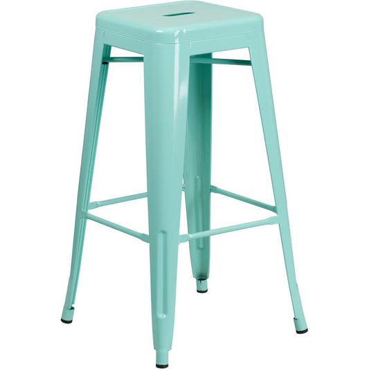 Commercial Grade 30" High Backless Mint Green Indoor-Outdoor Barstool By Flash Furniture | Bar Stools | Modishstore - 2