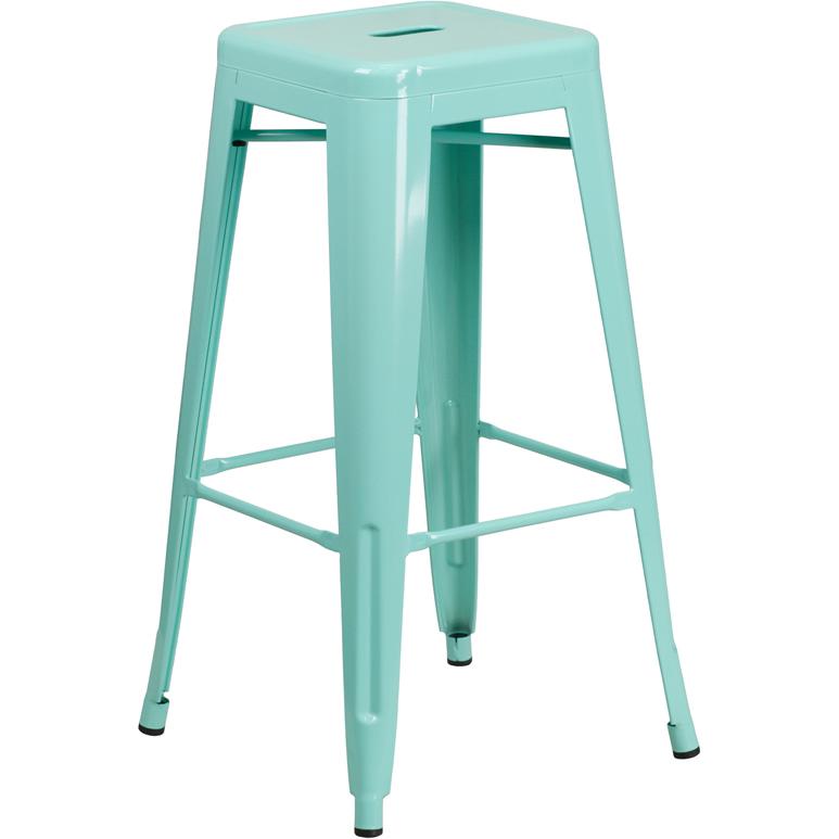 Commercial Grade 30" High Backless Mint Green Indoor-Outdoor Barstool By Flash Furniture | Bar Stools | Modishstore - 2