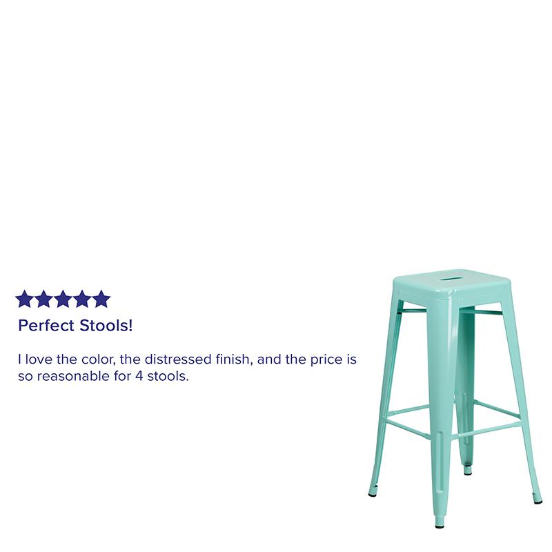Commercial Grade 30" High Backless Mint Green Indoor-Outdoor Barstool By Flash Furniture | Bar Stools | Modishstore - 4
